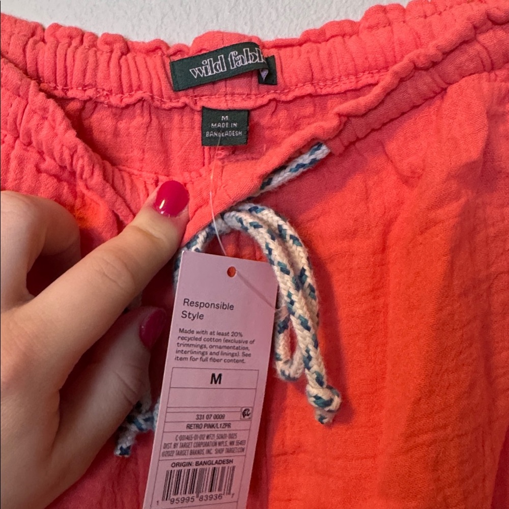 Wild Fable NWT Coral Drawstring Waist Linen Cargo Pants - Picture 3 of 7